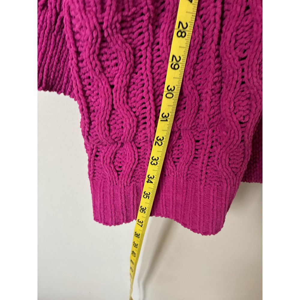 Cottage Boho Terra & Sky 3X Magenta Pink Cable Knit Chenille Open Front Cardigan - Picture 6 of 6